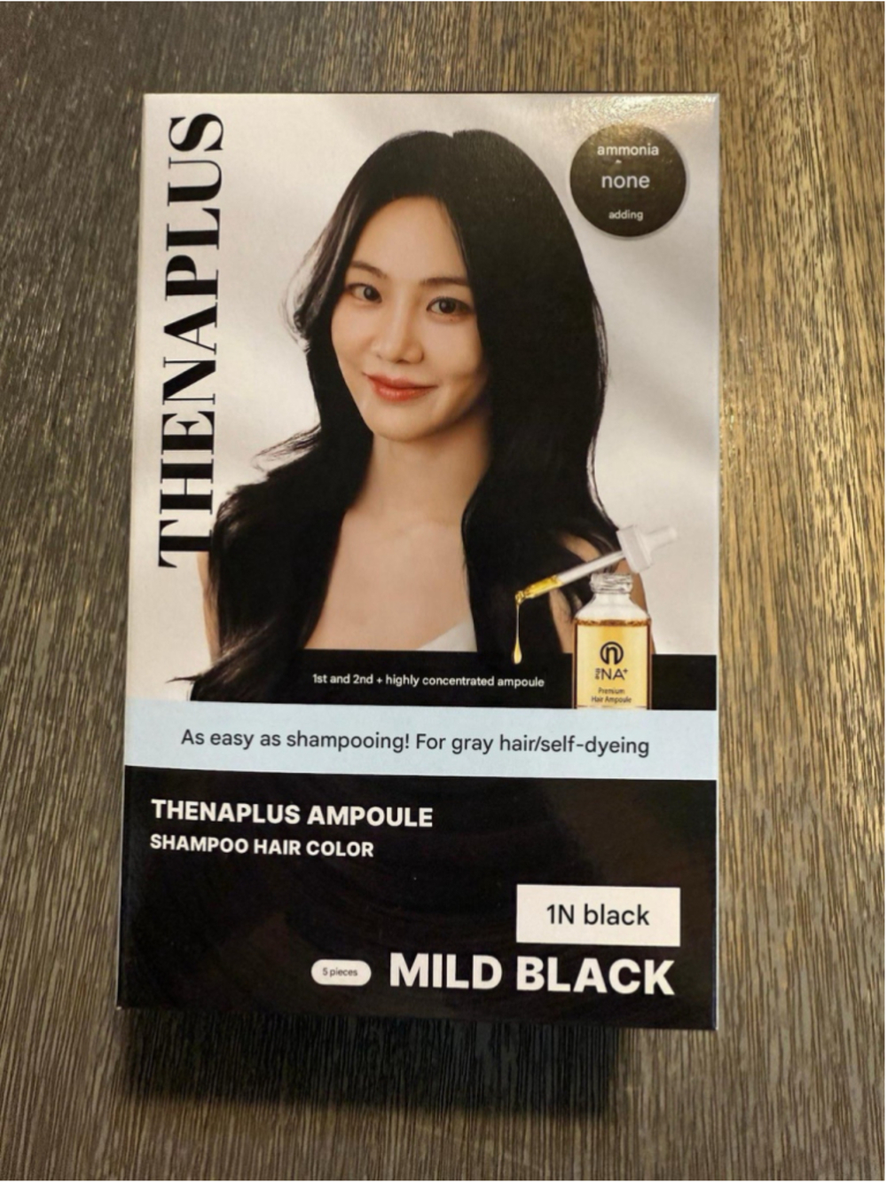 THE NA PLUS Dying Ampoule Shampoo 27g X 5 EA #1N Mild Black (Dầu Gội Phủ Bạc)